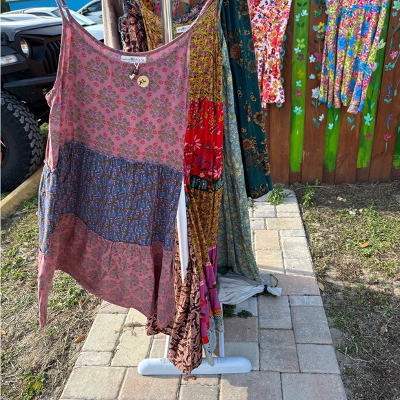 NATURAL LIFE Tops - NATURAL LIFE Pink Patchwork Floral Tank Top
